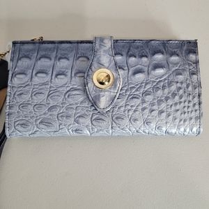 ❇️NWT❇️ Union Code Silvered Navy Crocodile Embossed Genuine Leather RFID Wallet